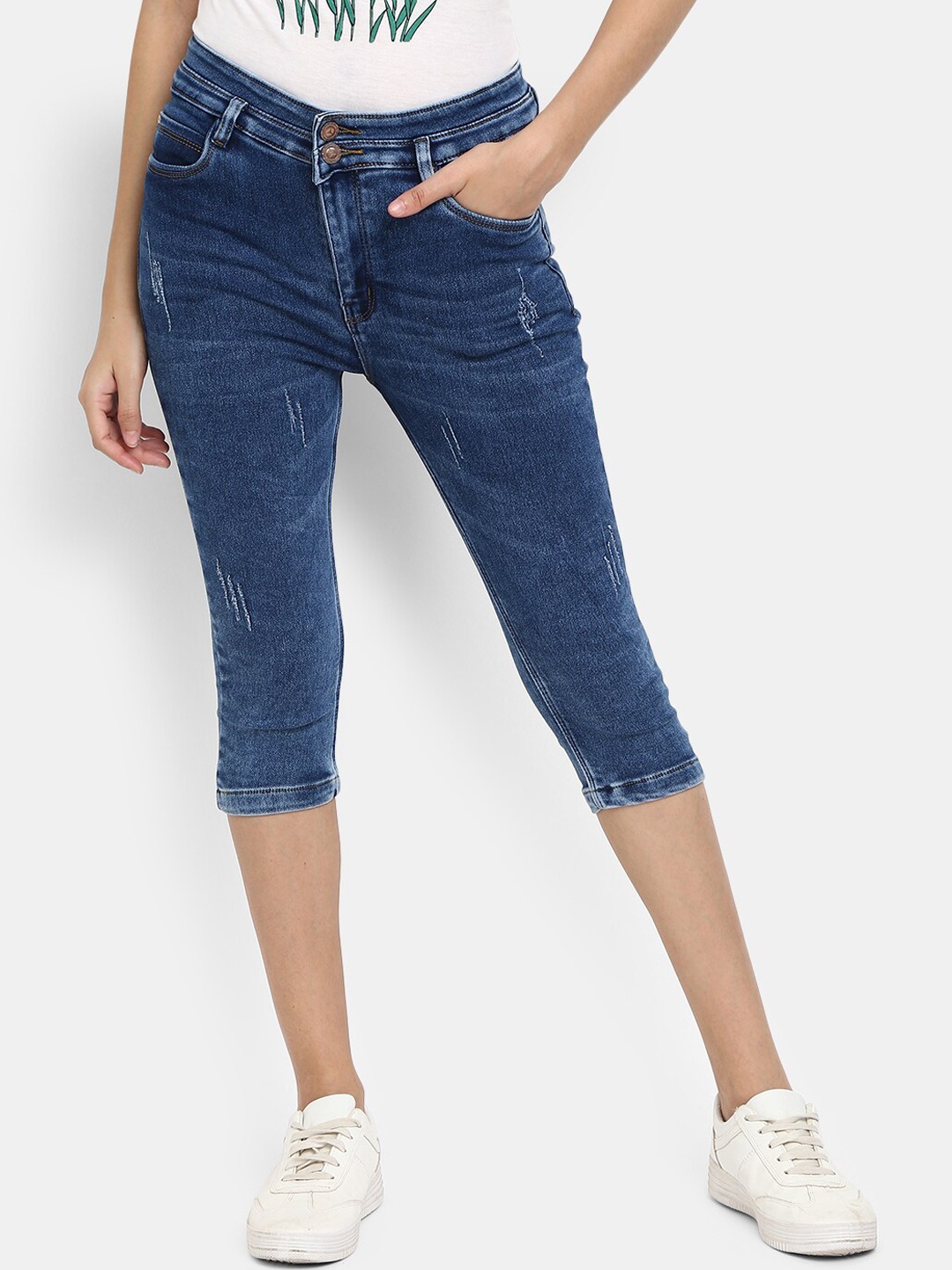 

V-Mart Women Blue Slim Fit Low Distress Jeans