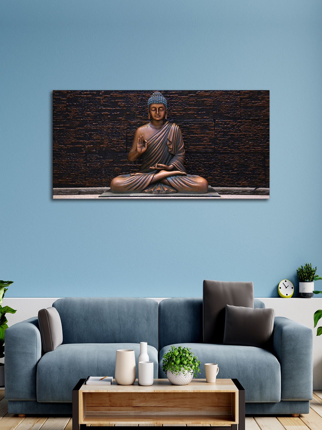 

VibeCrafts Brown Lord Buddha Meditating Painting Wall Art