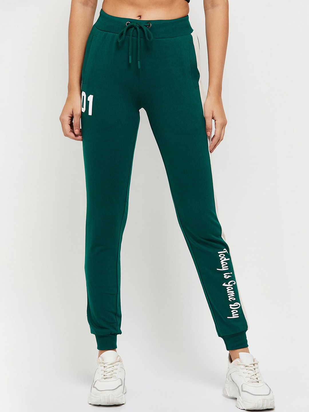 

max Women Green Printed Pure-Cotton Joggers