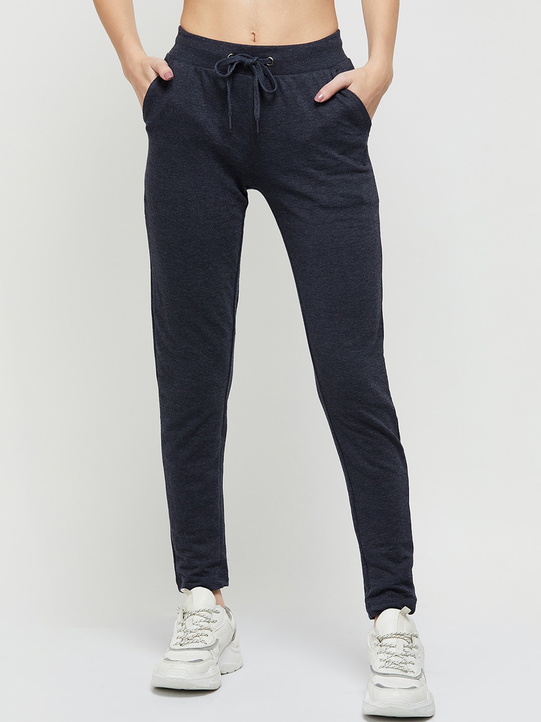 

max Women Navy Blue Solid Track Pant