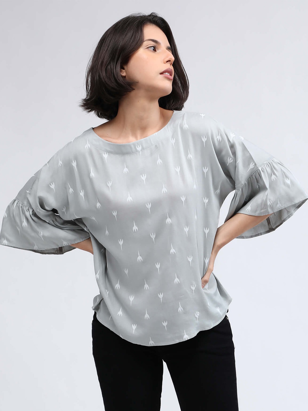 

IDK Women Grey Print Top