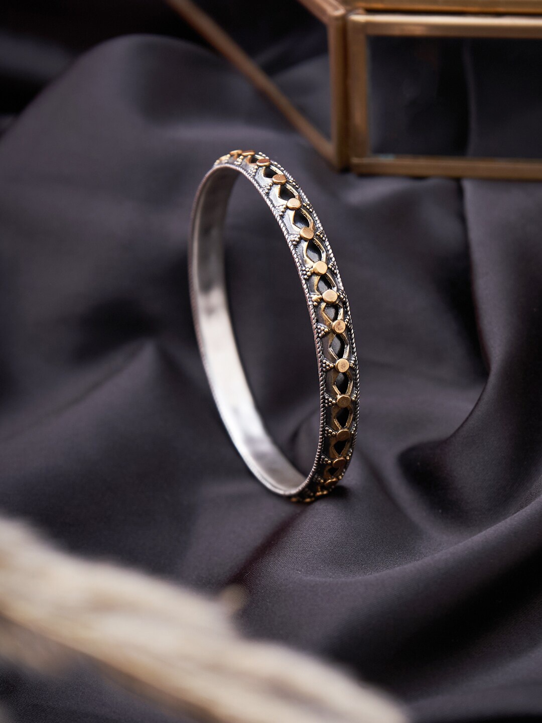 

Fabindia Women Silver-Toned & Yellow Silver Bangle-Style Bracelet