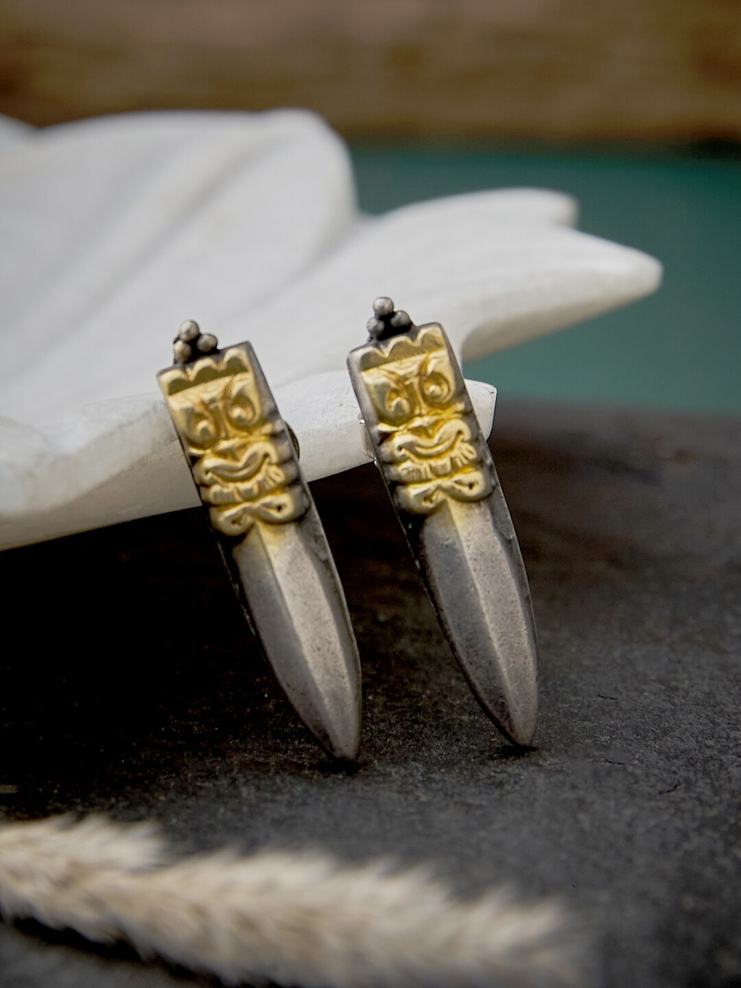 

Fabindia Gold-Toned & Silver-Plated Classic Stud Earrings