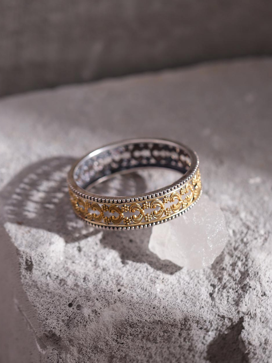 

Fabindia Women Silver-Toned & Gold-Toned Silver Bangle-Style Bracelet