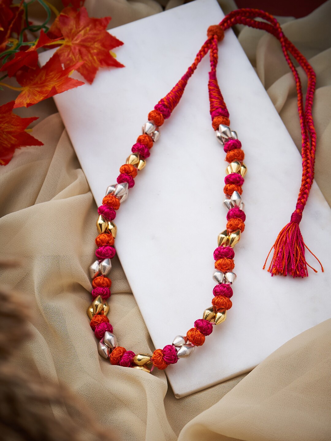 

Fabindia Women Red & Gold-Toned Silver Necklace