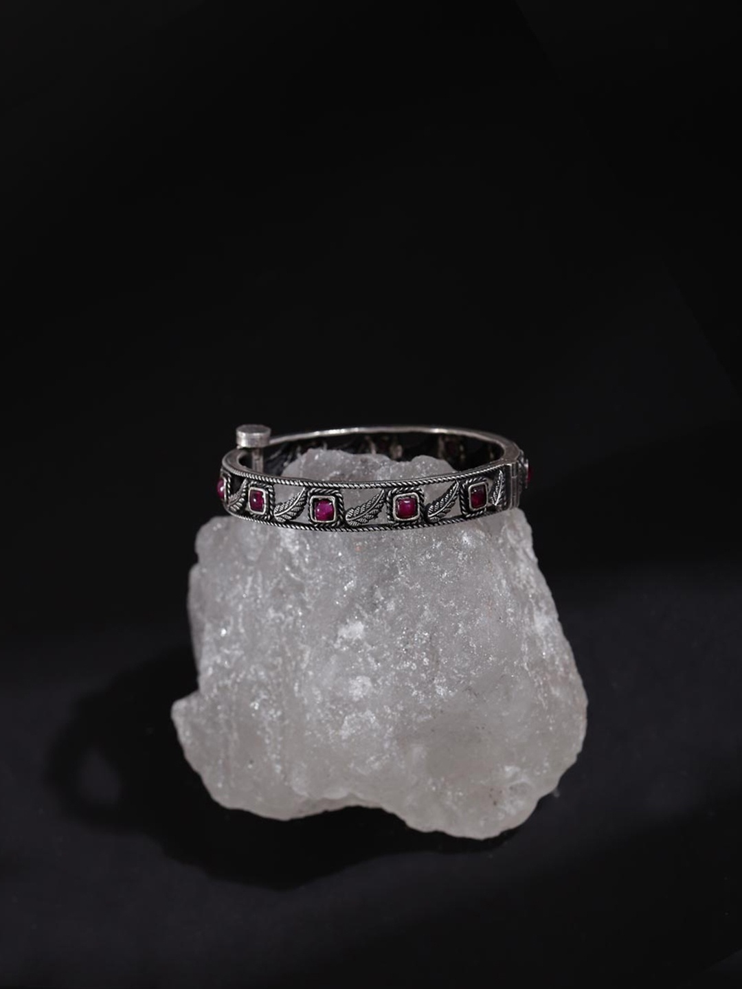 

Fabindia Women Pink Silver Crystals Bangle-Style Bracelet
