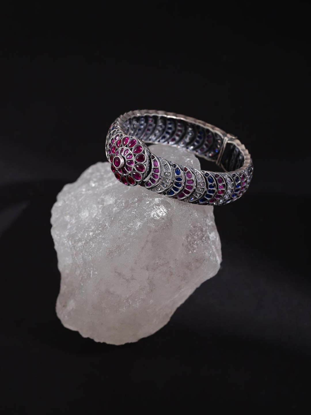 

Fabindia Women Pink Silver Kundan Bangle-Style Bracelet