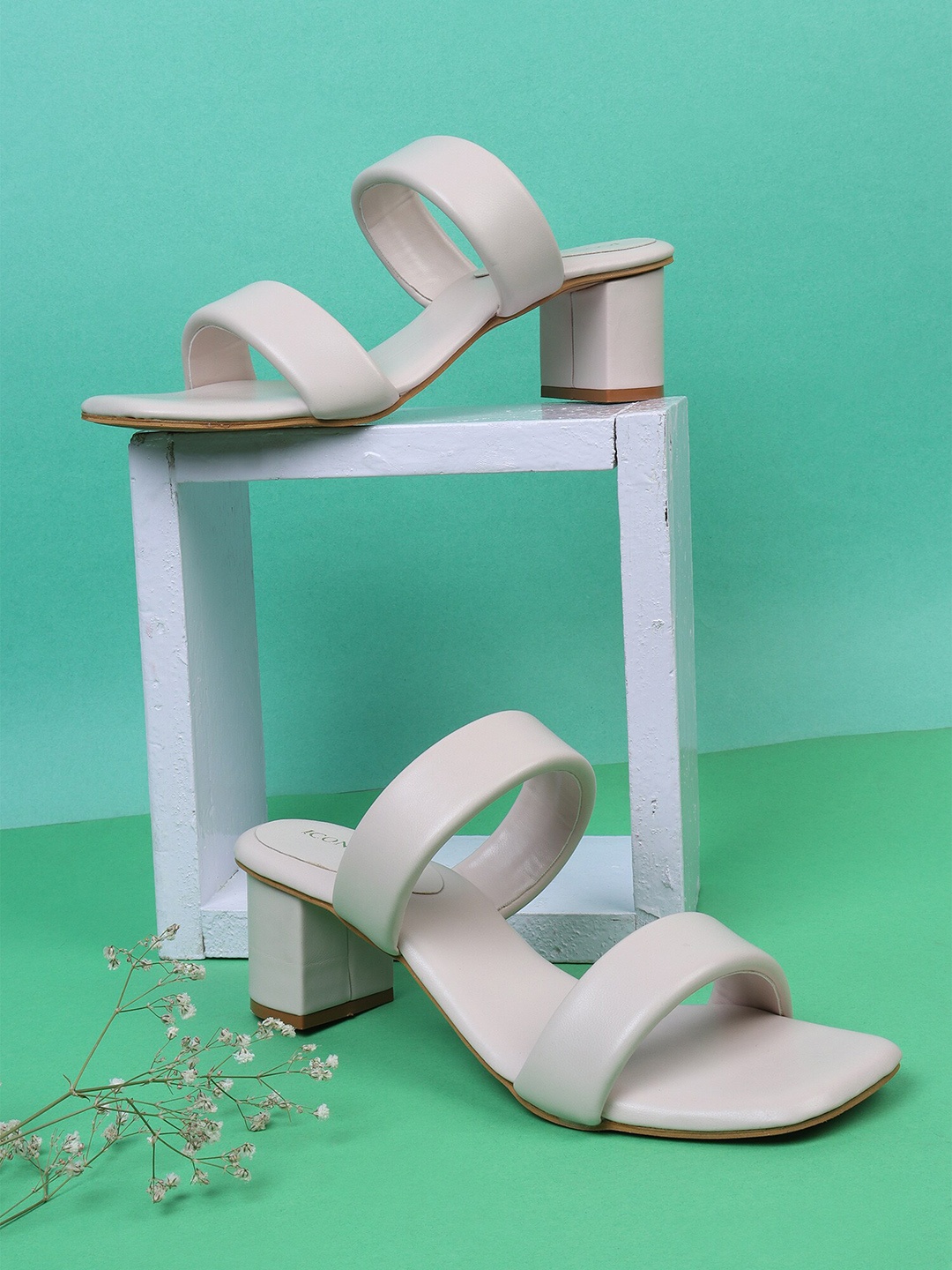 

ICONICS Cream-Coloured Block Heels