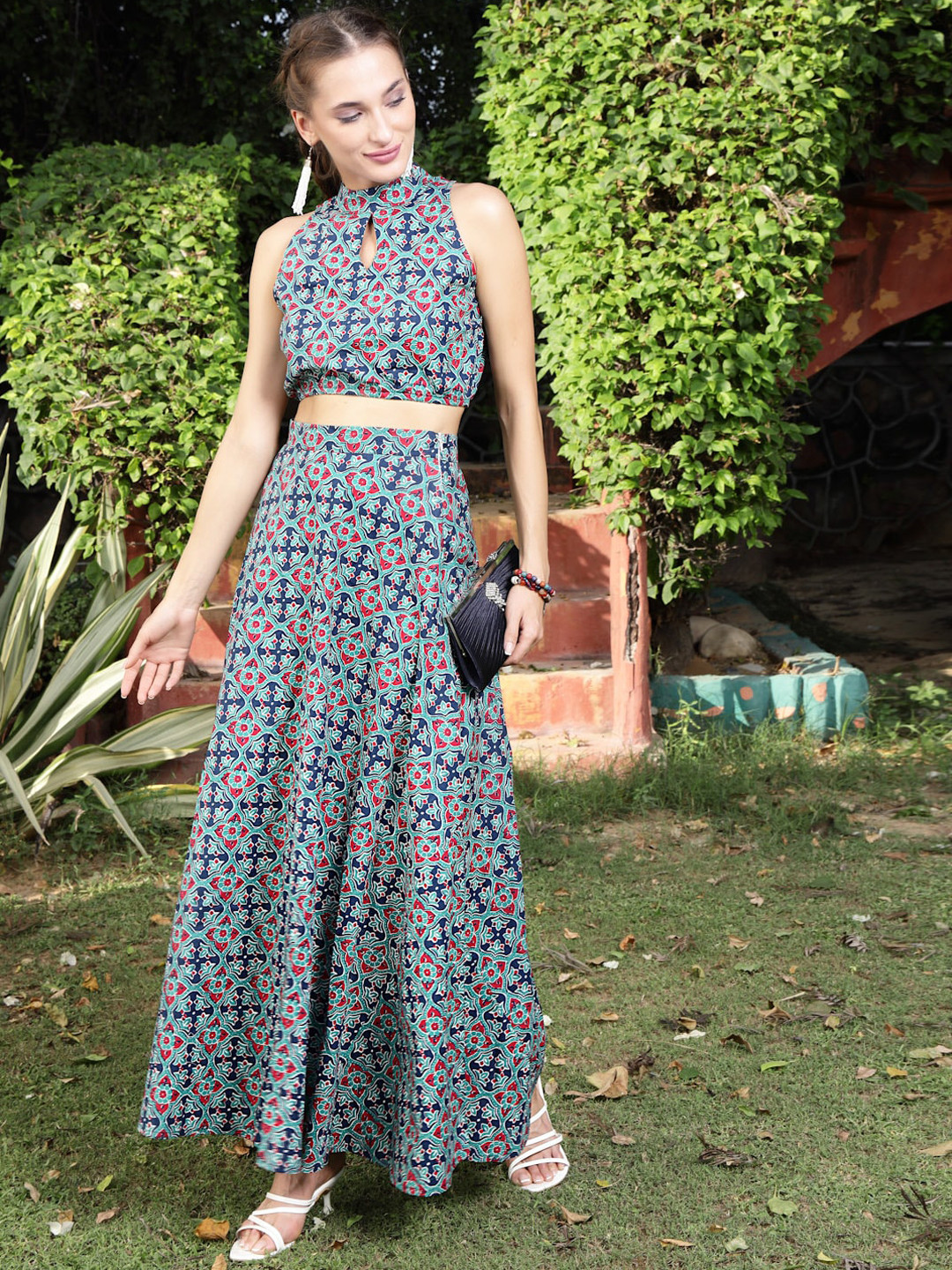

Sera Women Blue Printed Pure Cotton Co-Ords