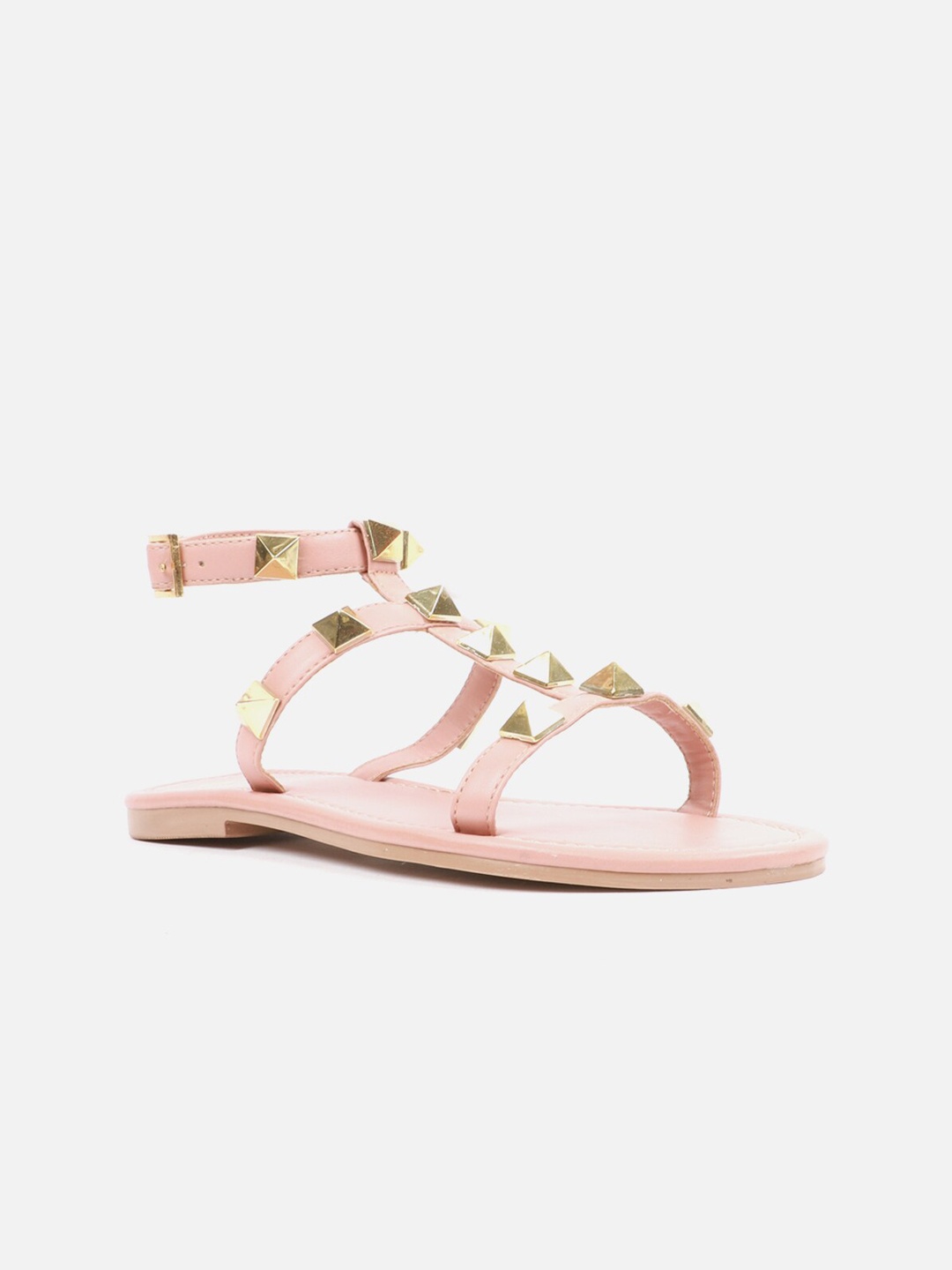 

Carlton London Women Pink & Gold Embellished Open Toe Flats