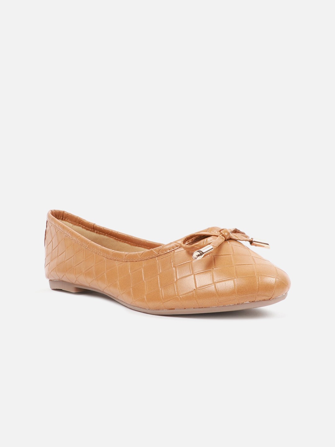 

Carlton London Women Brown Textured Ballerinas Flats with Bows