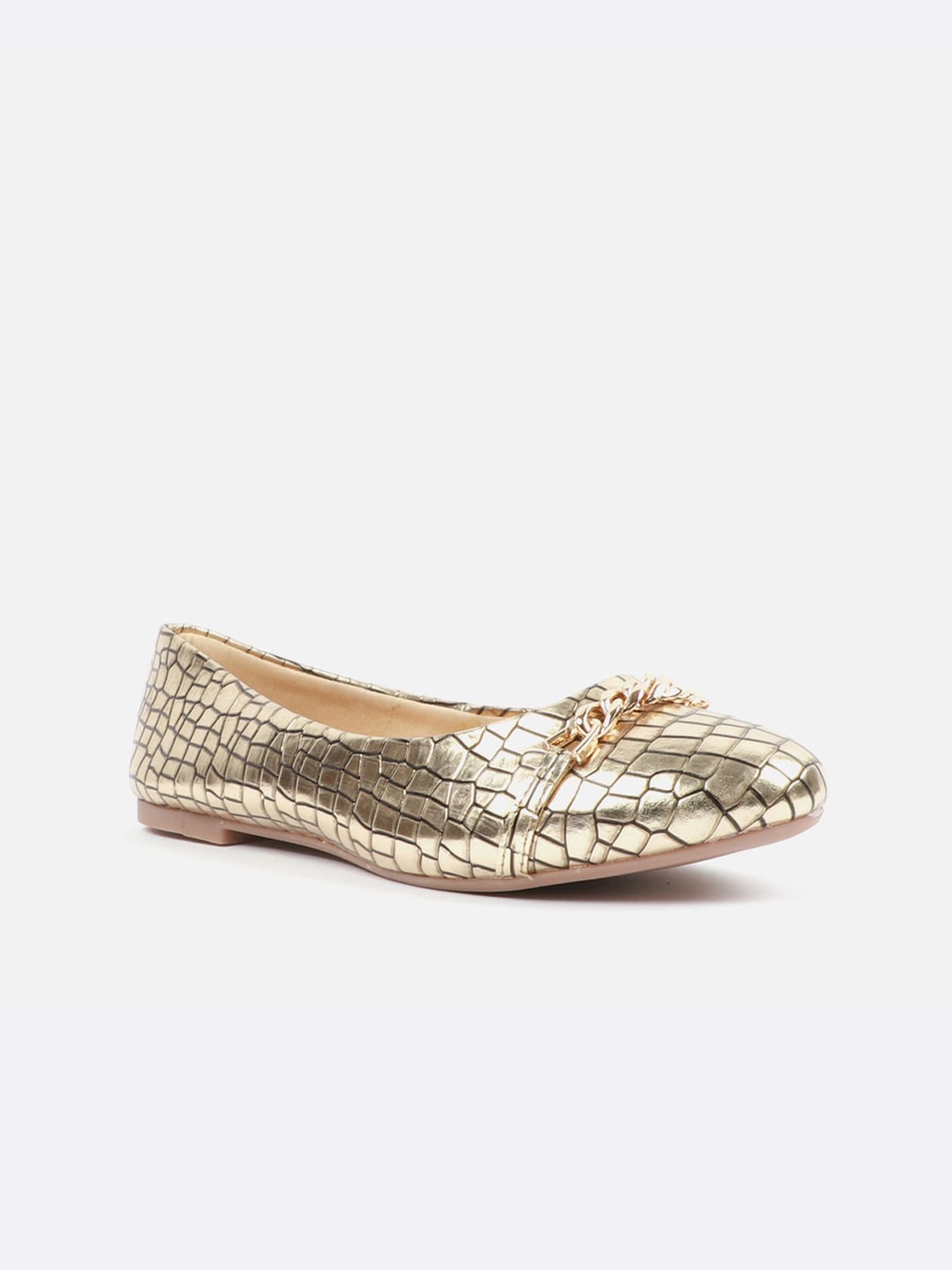 

Carlton London Women Gold-Toned Textured Ballerinas Flats