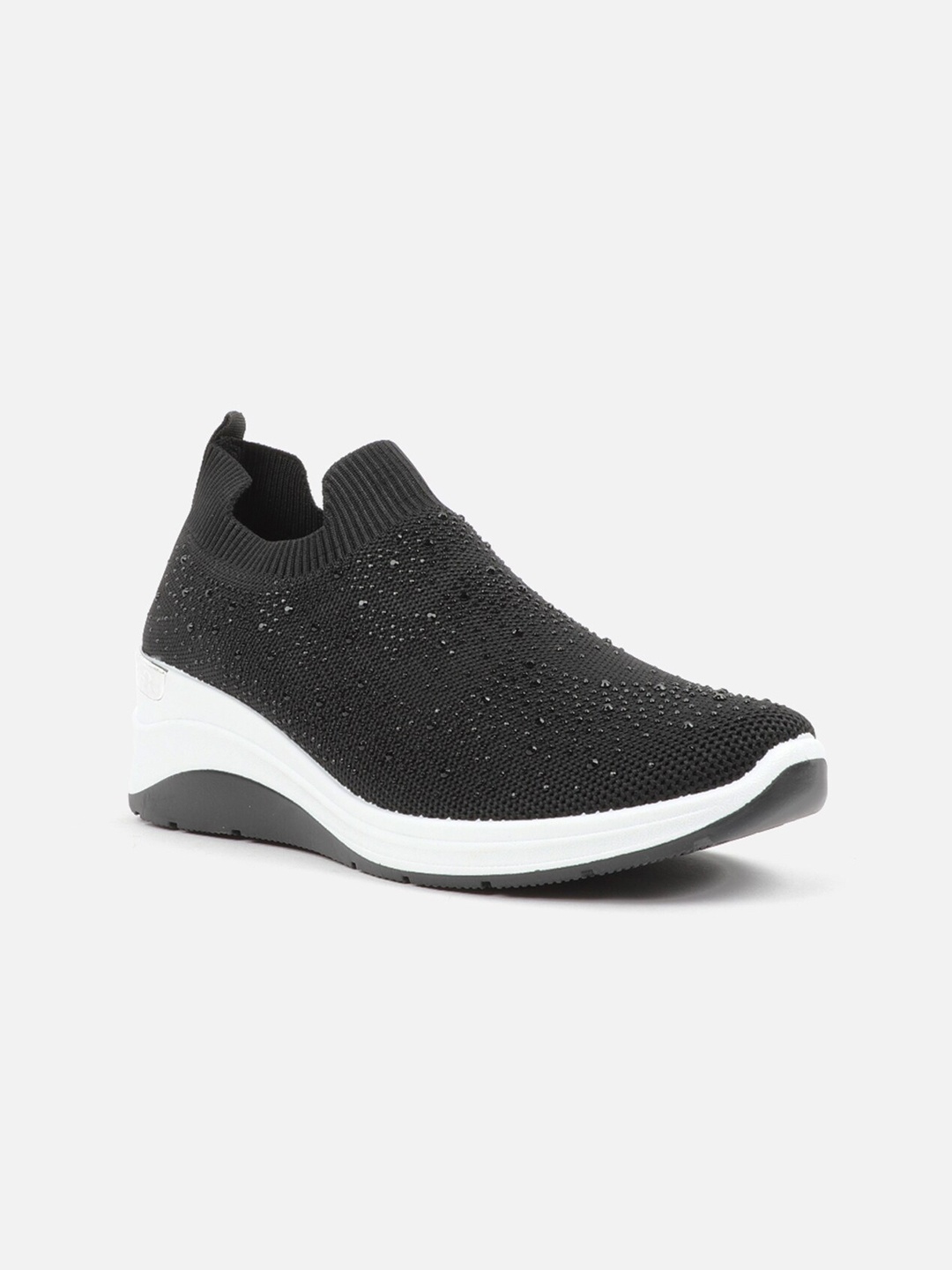 

Carlton London Women Black Woven Design Slip-On Sneakers