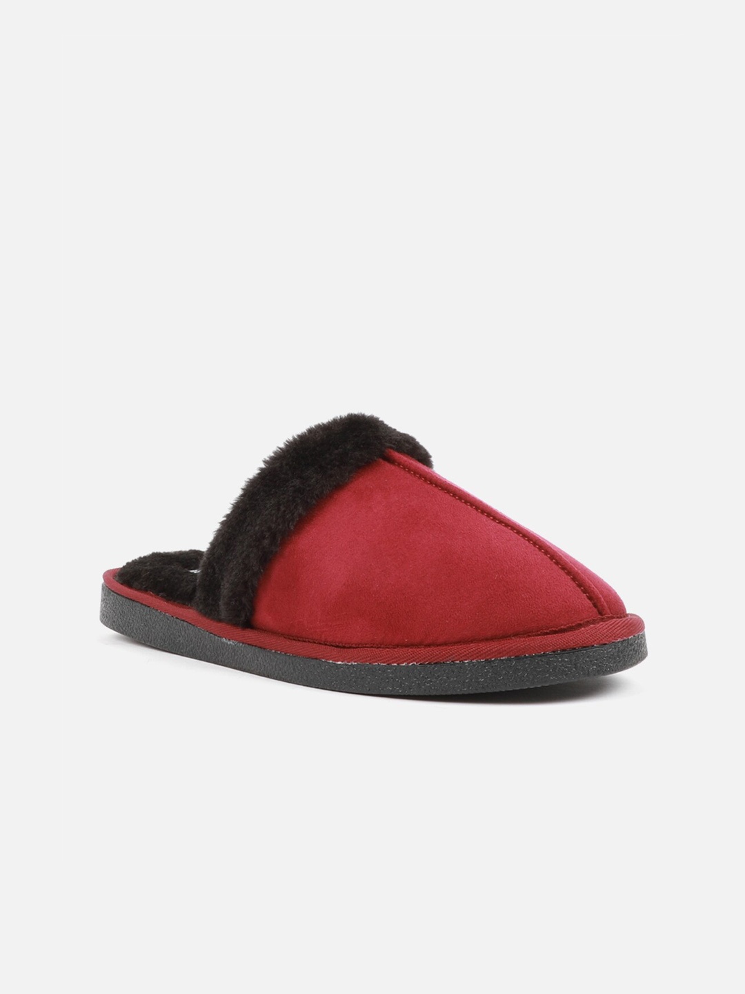 

Carlton London Women Maroon & Black Colourblocked Synthetic Mules Flats