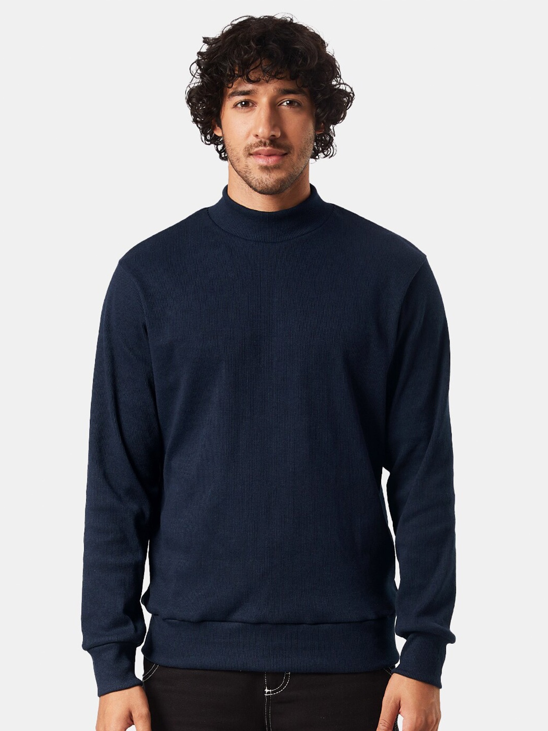 

The Souled Store Men Navy Blue Pure cotton Sweatshirt
