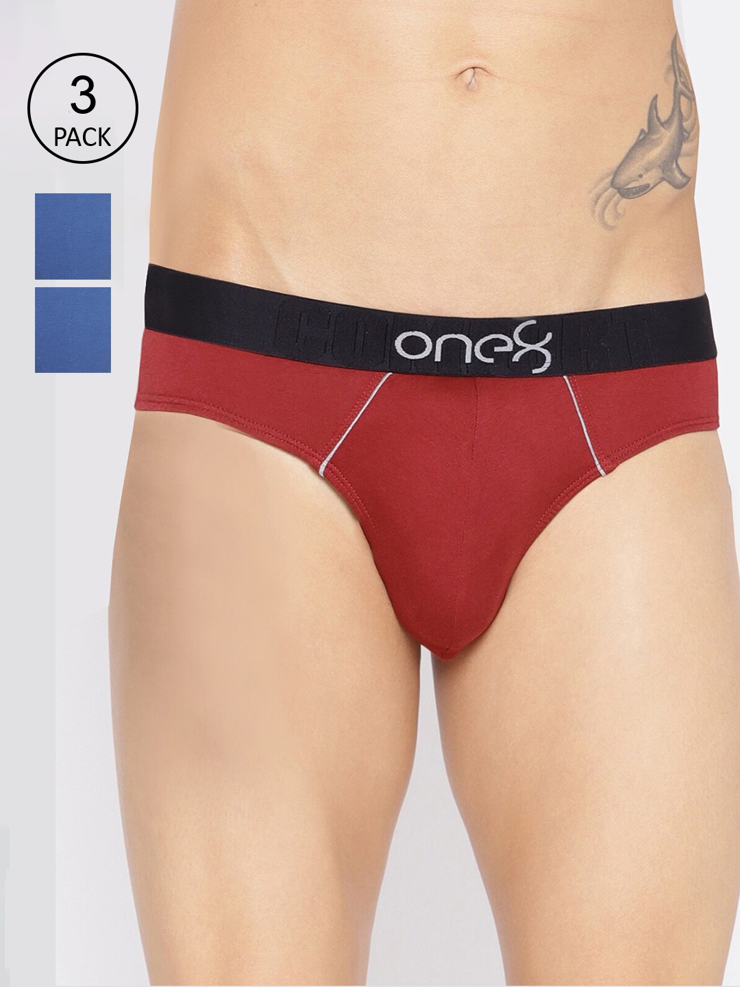 

one8 by Virat Kohli Men Pack of 3 Solid Briefs, Blue