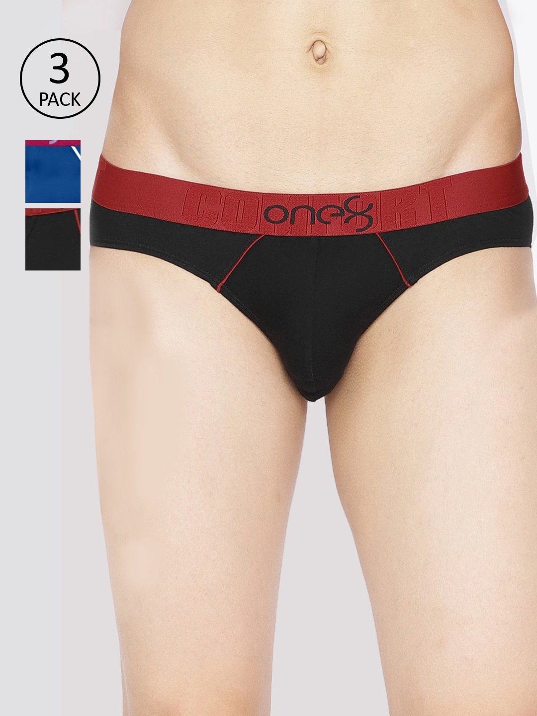 

one8 by Virat Kohli Men Pack of 3 Solid Basic Briefs, Black