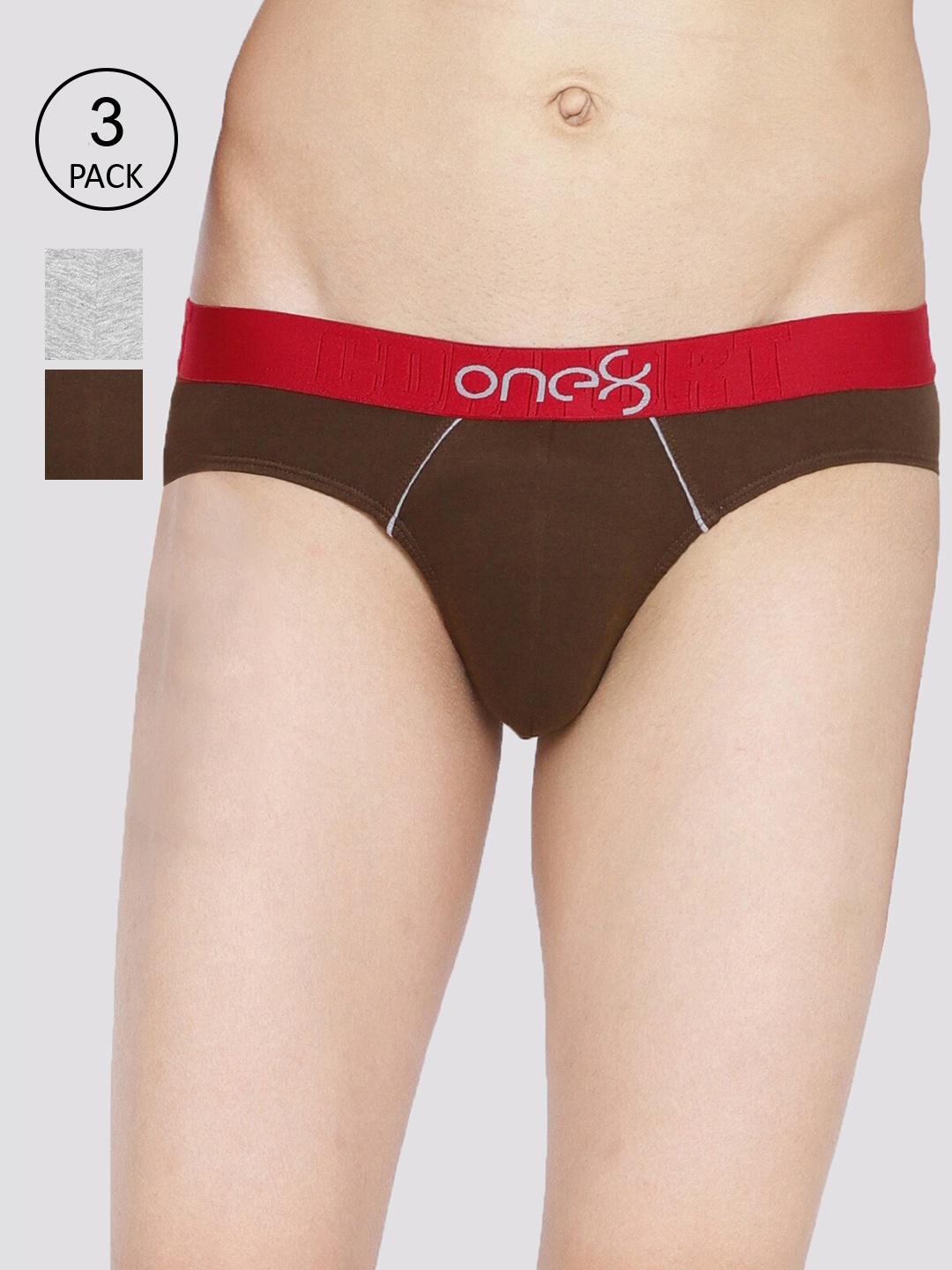 

one8 by Virat Kohli Men Pack of 3 Solid Briefs, Brown
