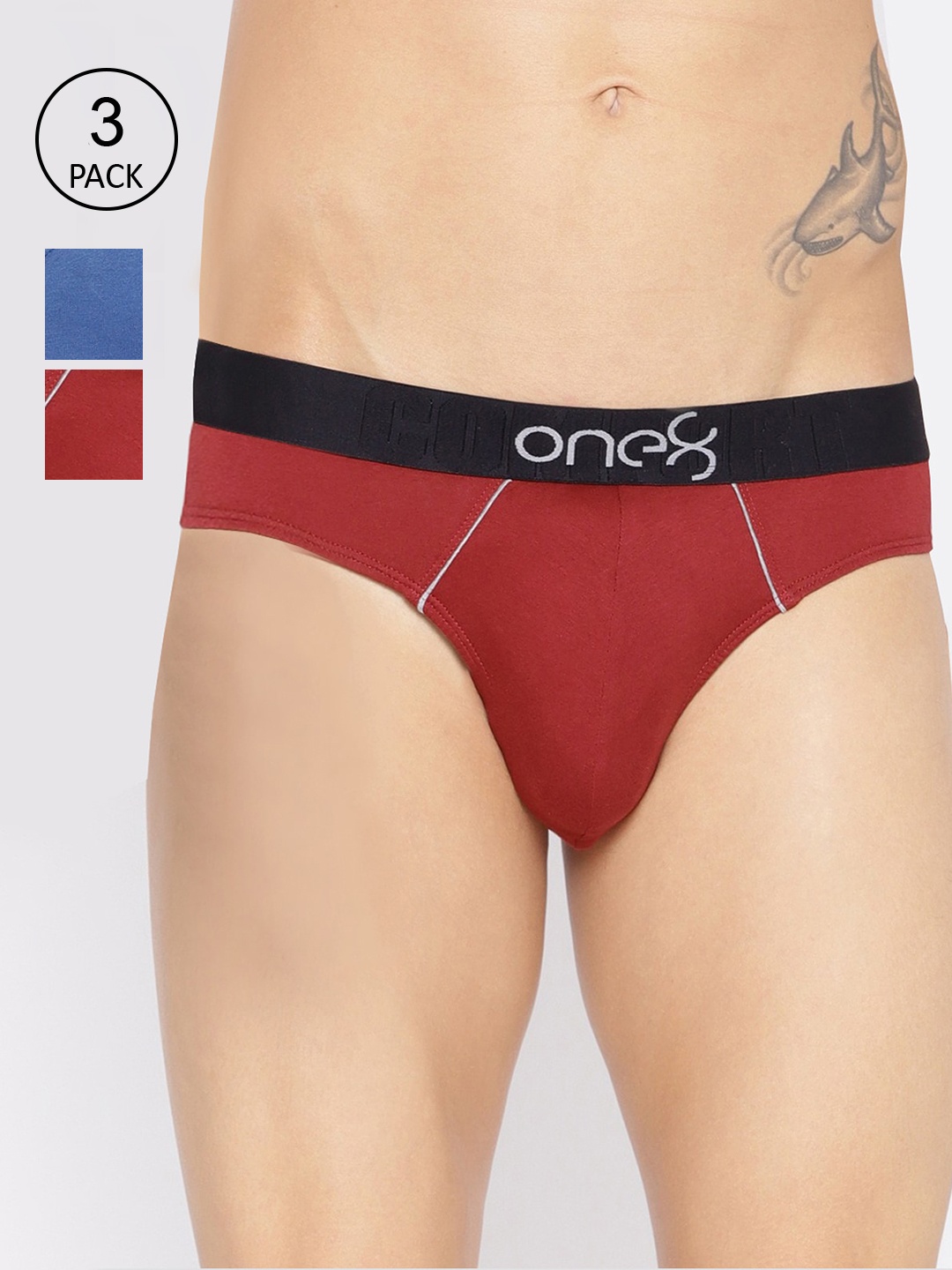 

one8 by Virat Kohli Men Pack of 3 Solid Basic Briefs, Maroon