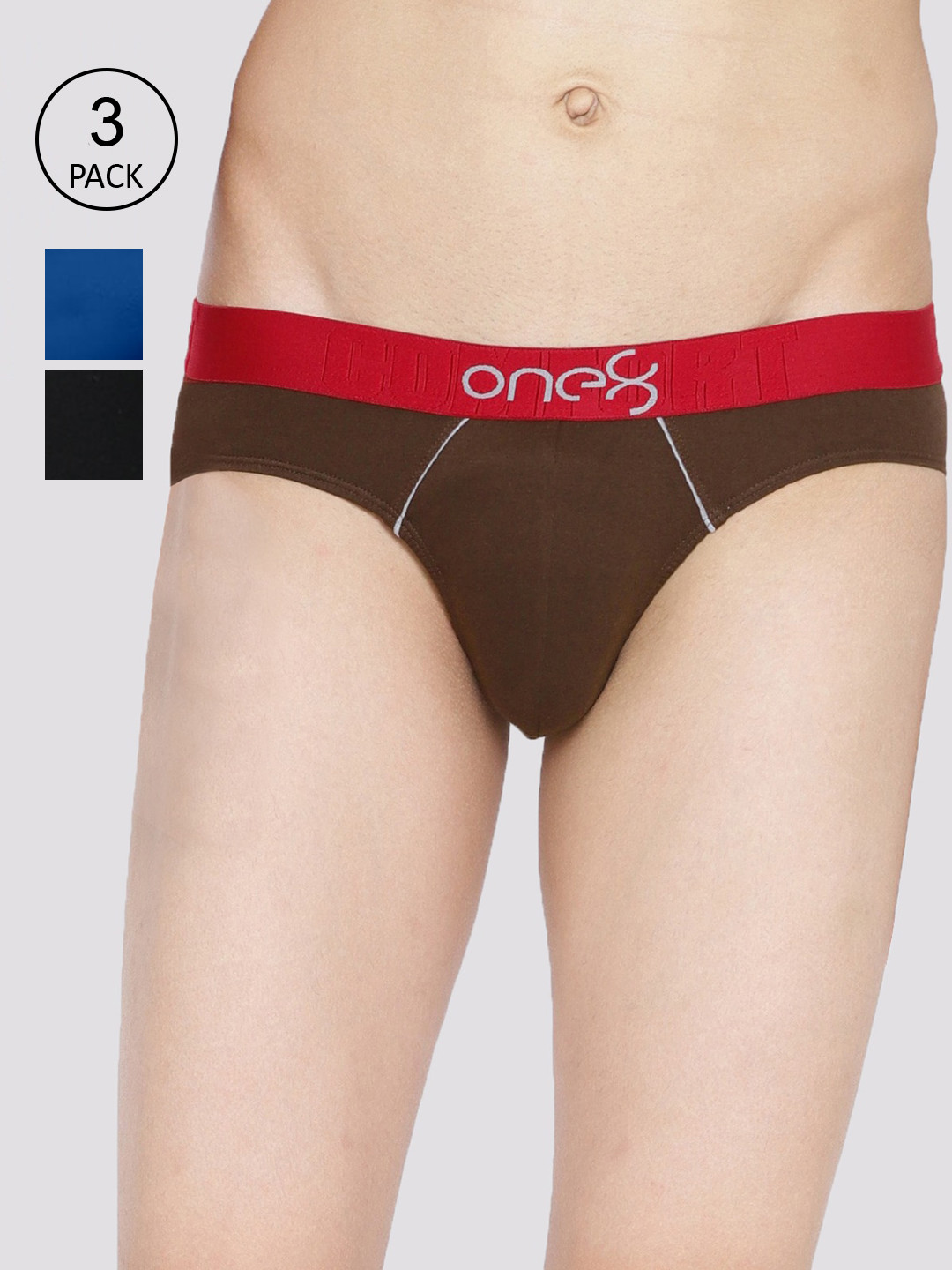 

one8 by Virat Kohli Men Pack of 3 Solid Basic Briefs, Navy blue