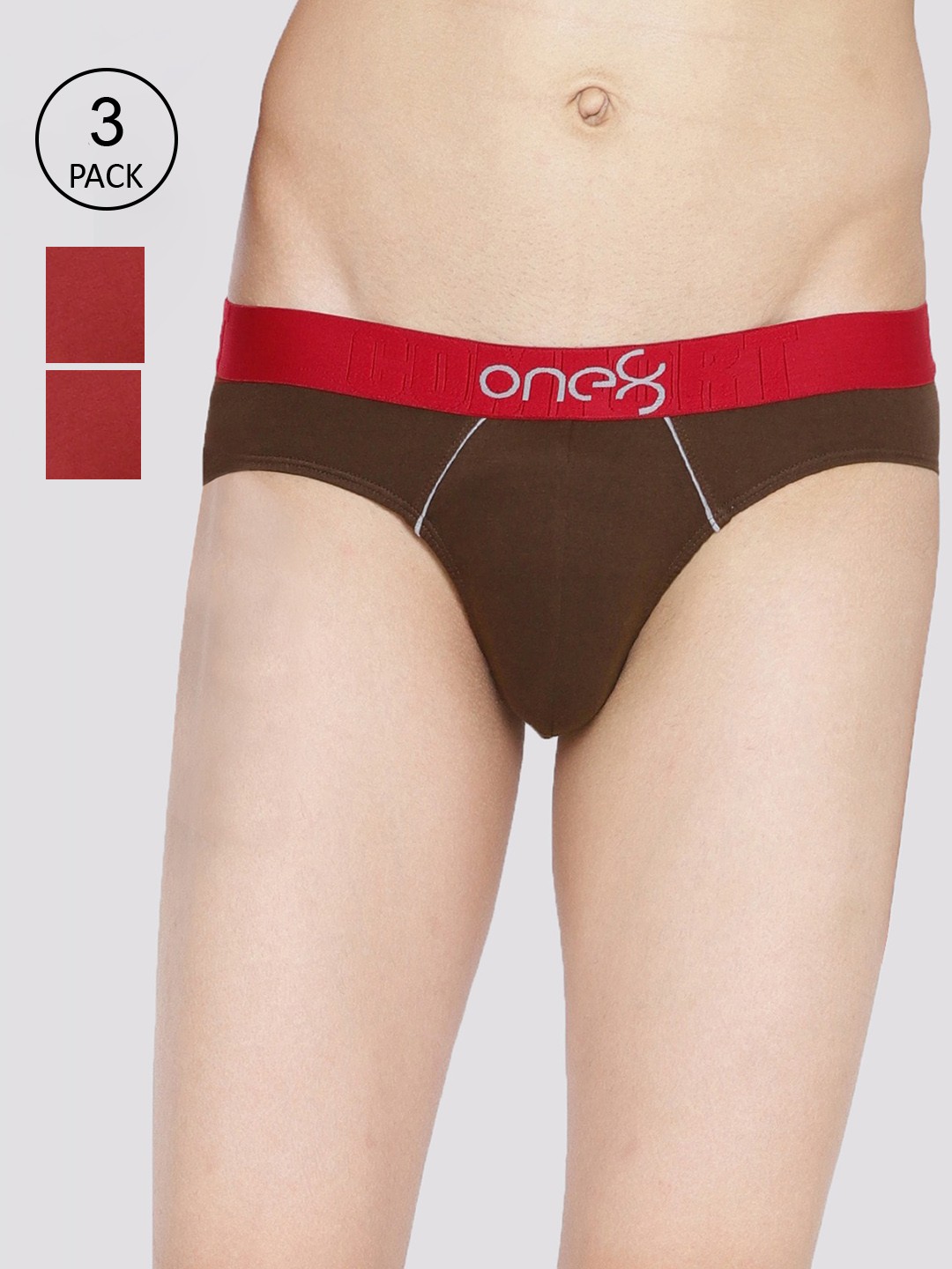 

one8 by Virat Kohli Men Pack of 2 Maroon & Brown Solid Low-Rise Briefs