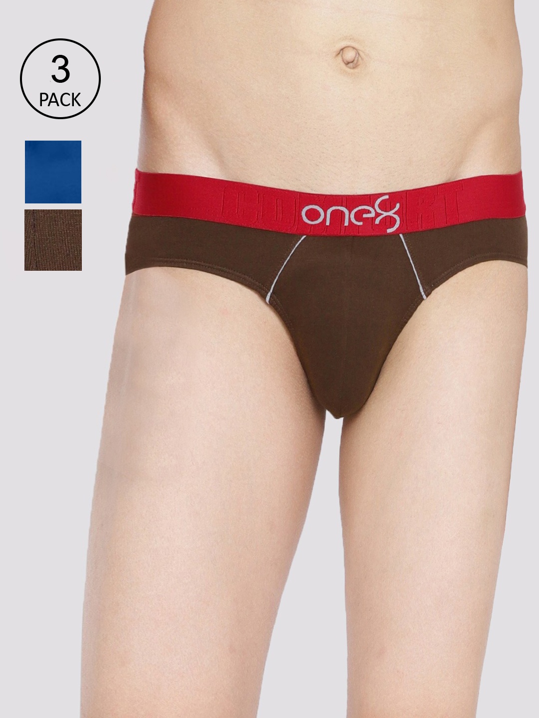 

one8 by Virat Kohli Men Pack of 3 Solid Low-Rise Basic Briefs, Navy blue