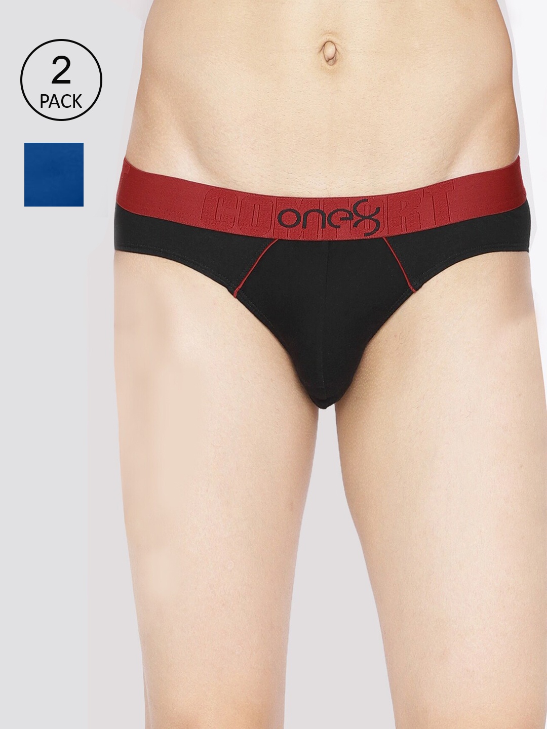

one8 by Virat Kohli Men Pack of 2 Solid Basic Briefs, Navy blue
