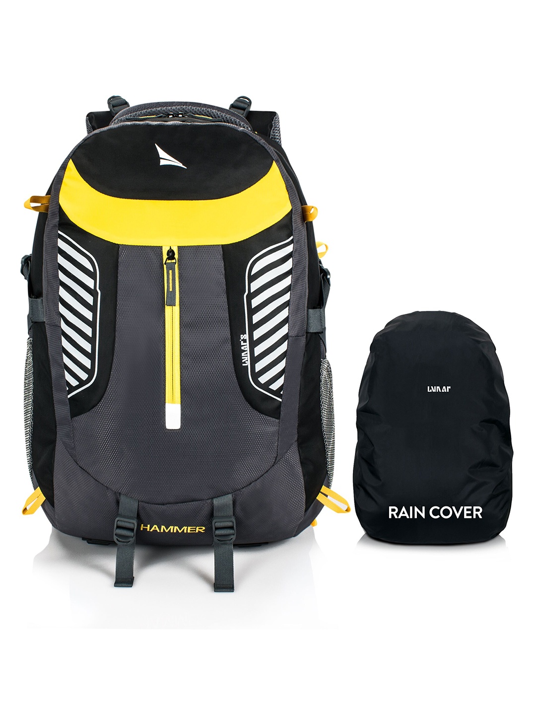 

LUNAR'S Unisex Grey & Black Embroidered Backpack