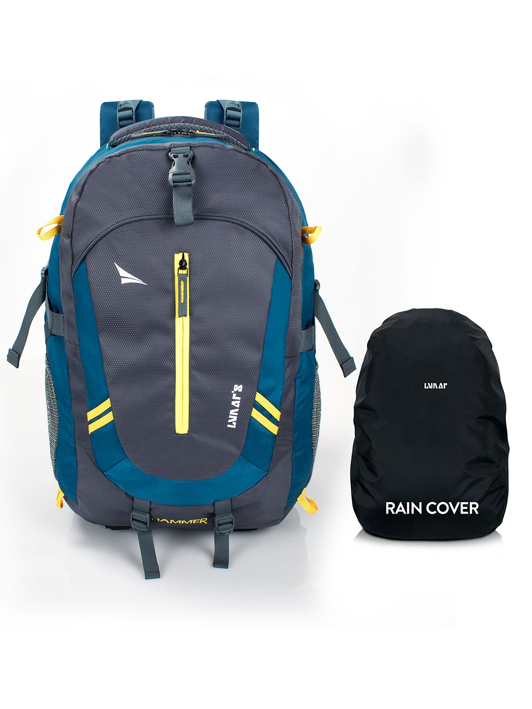 

LUNAR'S Unisex Grey & Blue Embroidered Backpack