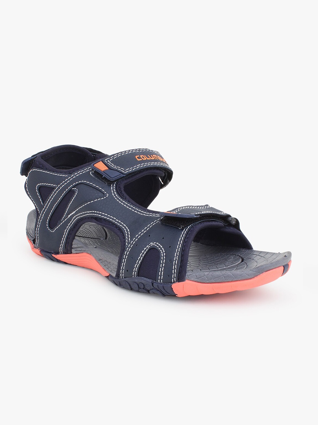 

Columbus Men Navy Blue & Coral Printed Synthetic Sports Sandals