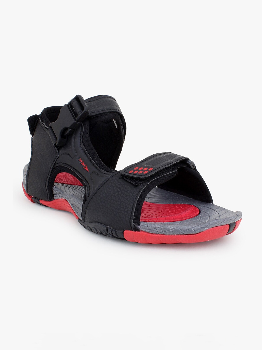 

Columbus Men Black & Red Textured Synthetic Sports Sandals