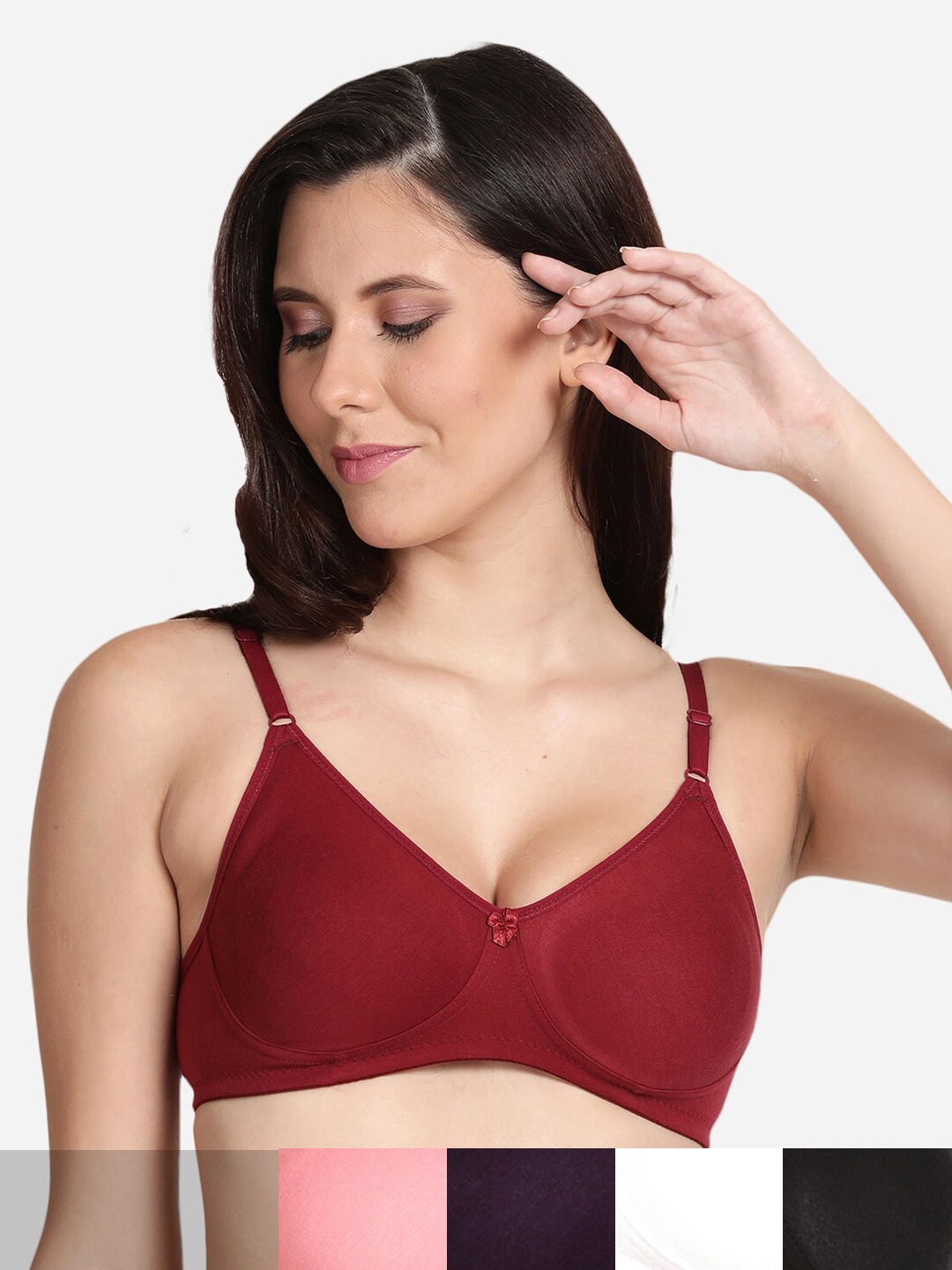 

shyaway Pack of 5 Non-Padded Seamless Cotton Bra shyl-P5-00869-32B, Black