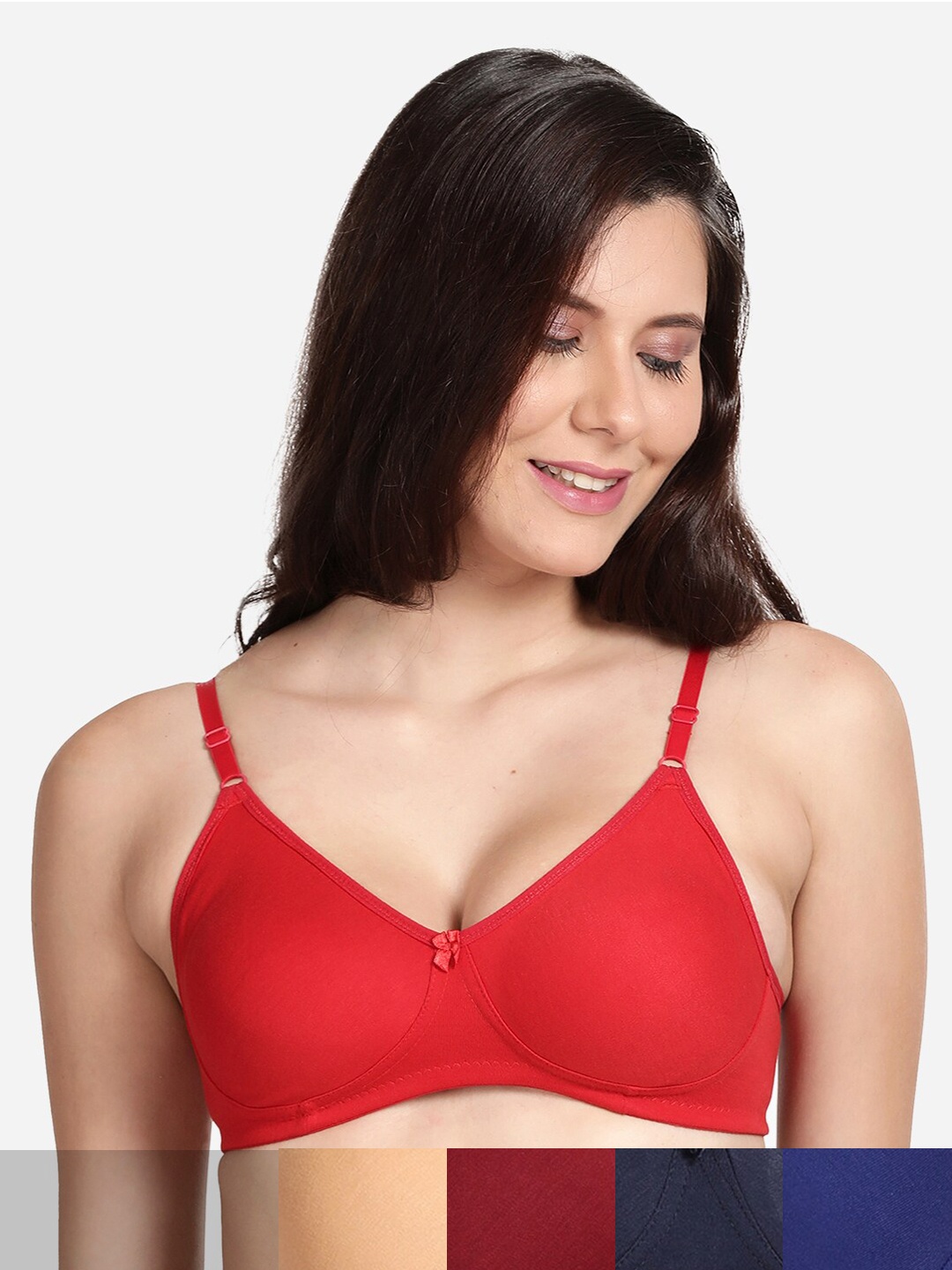 

shyaway Pack of 5 Non-Padded Seamless Cotton Bra shyl-P5-00966-32B, Beige