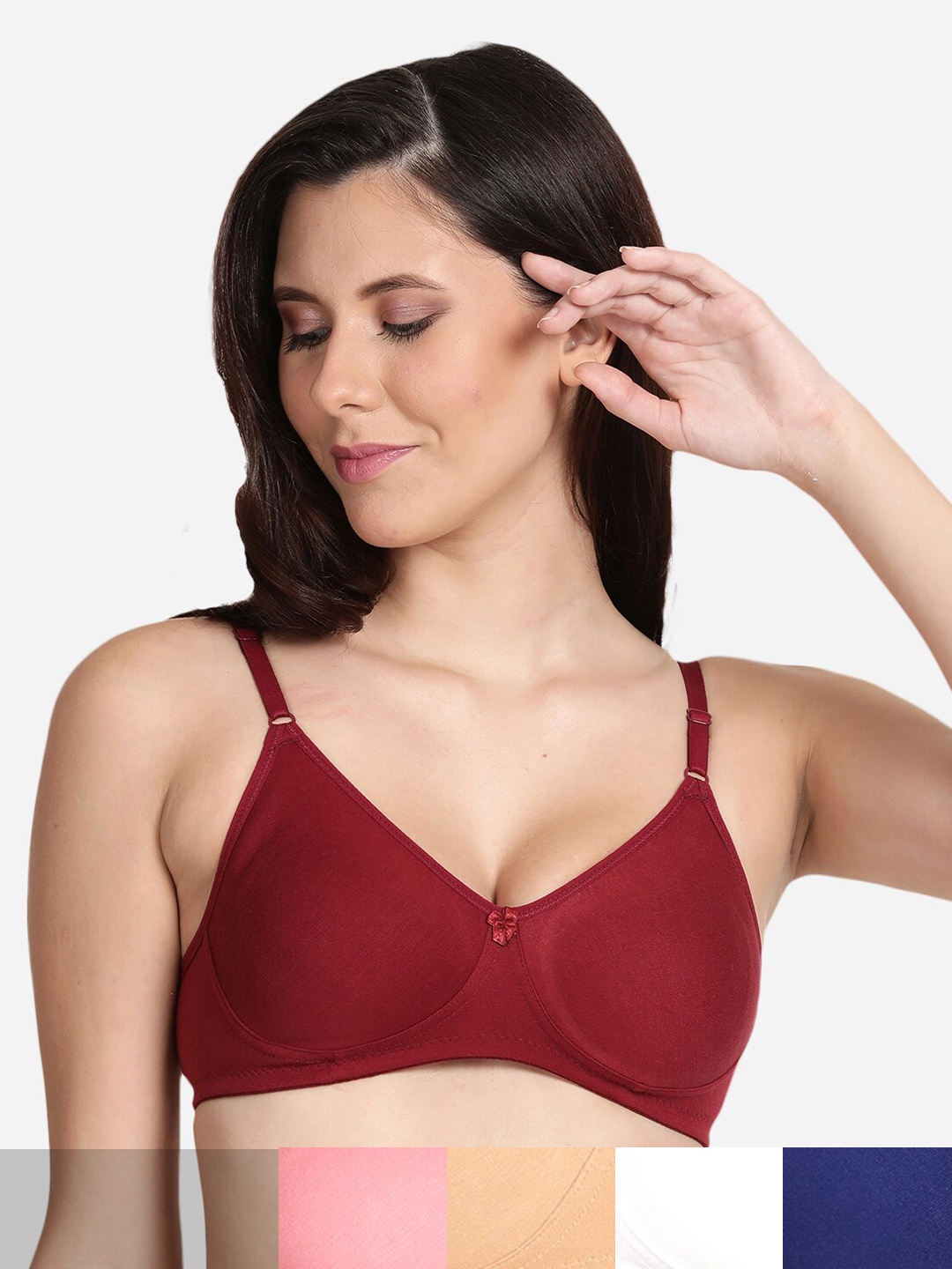 

shyaway Pack of 5 Non-Padded Seamless Cotton Bra shyl-P5-00931-32B, Pink