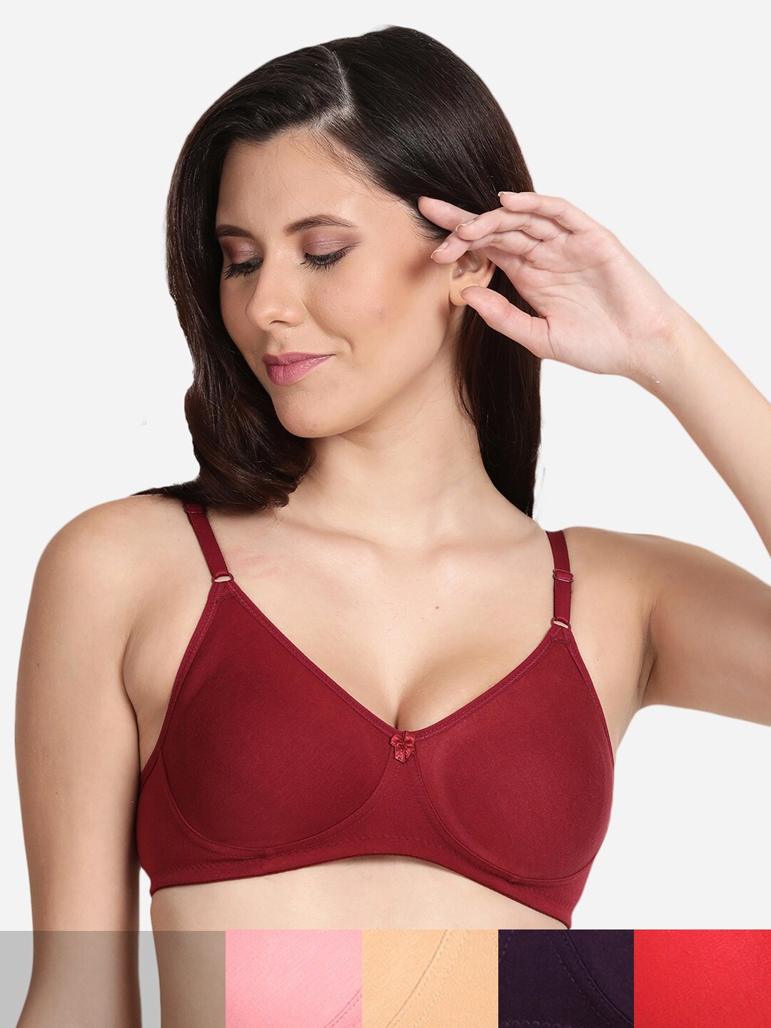 

shyaway Pack of 5 Non-Padded Seamless Cotton Bra shyl-P5-00923-32B, Pink