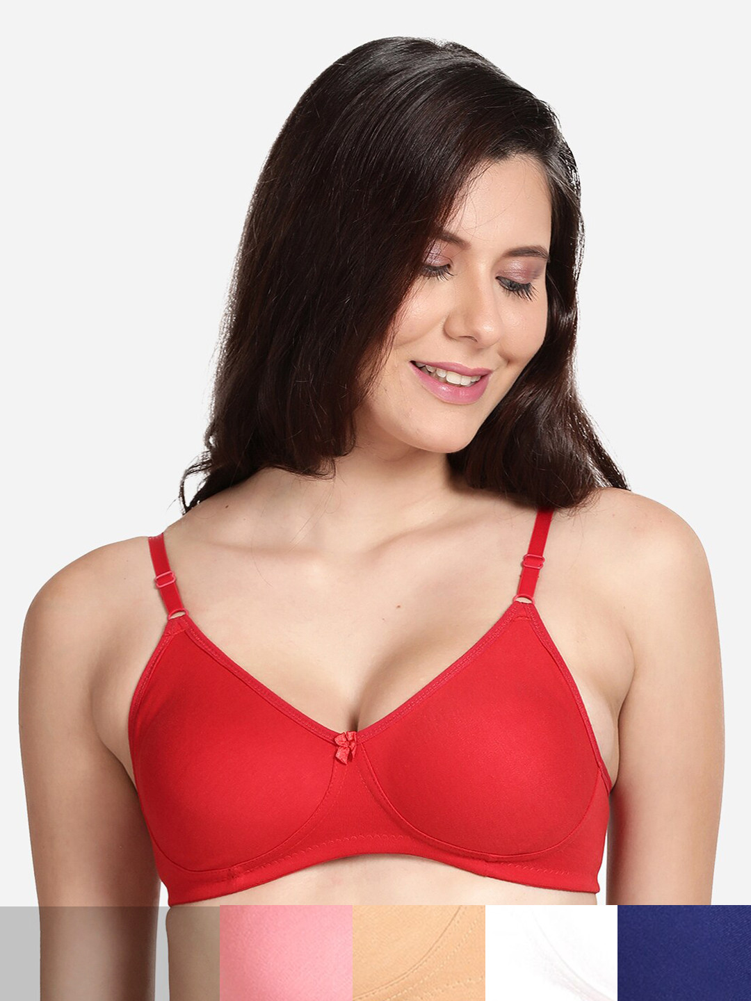 

shyaway Pack of 5 Non-Padded Seamless Cotton Bra shyl-P5-00940-32B, Pink