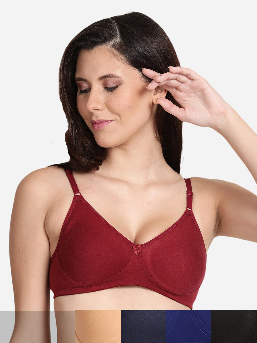

shyaway Pack of 5 Seamless Non-Padded Cotton Bra shyl-P5-00897-32B, Maroon
