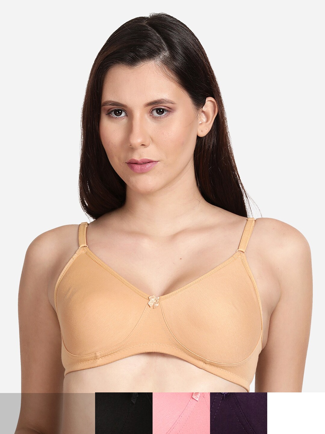 

shyaway Pack of 5 Seamless Non-Padded Cotton Bra shyl-P5-00859-32B, Black