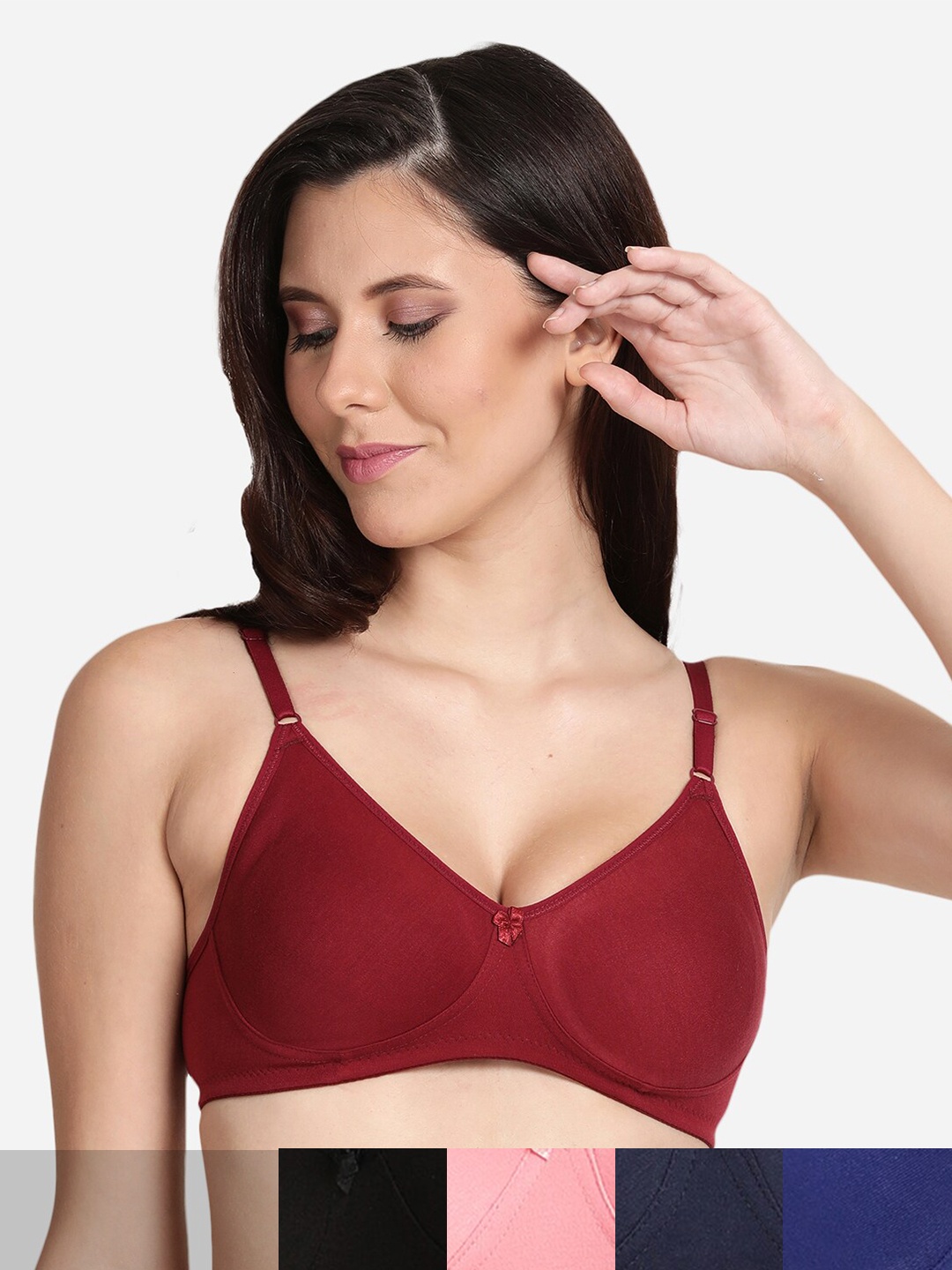 

shyaway Pack of 5 Seamless Non-Padded Cotton Bra shyl-P5-00877-32B, Black