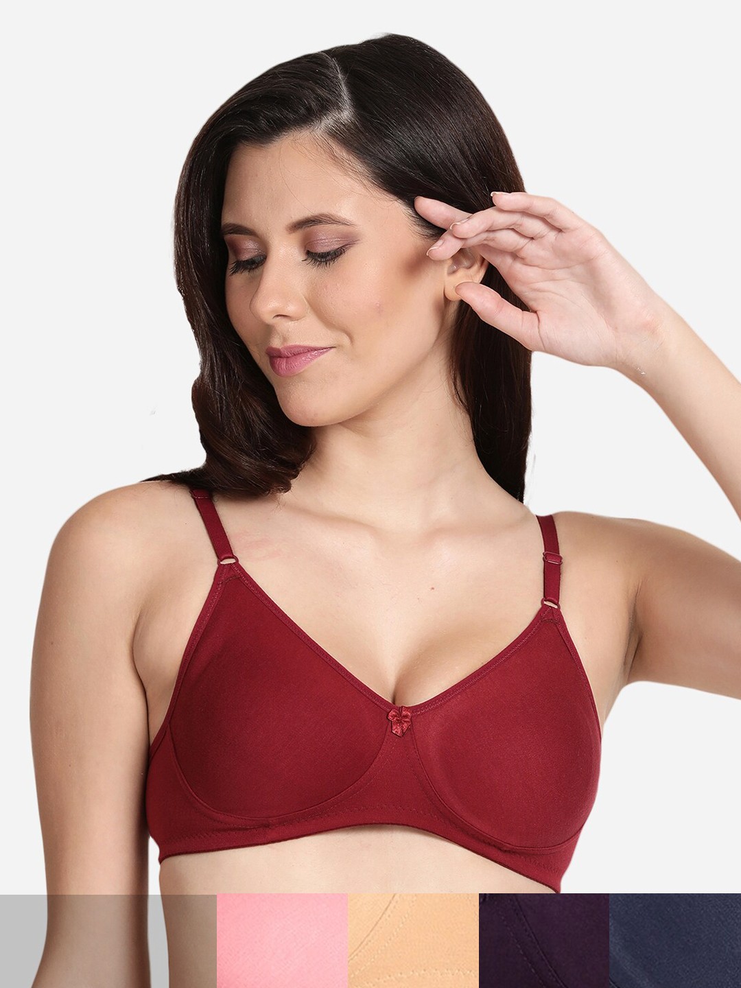 

shyaway Pack of 5 Non-Padded Seamless Cotton Bra shyl-P5-00925-32B, Pink