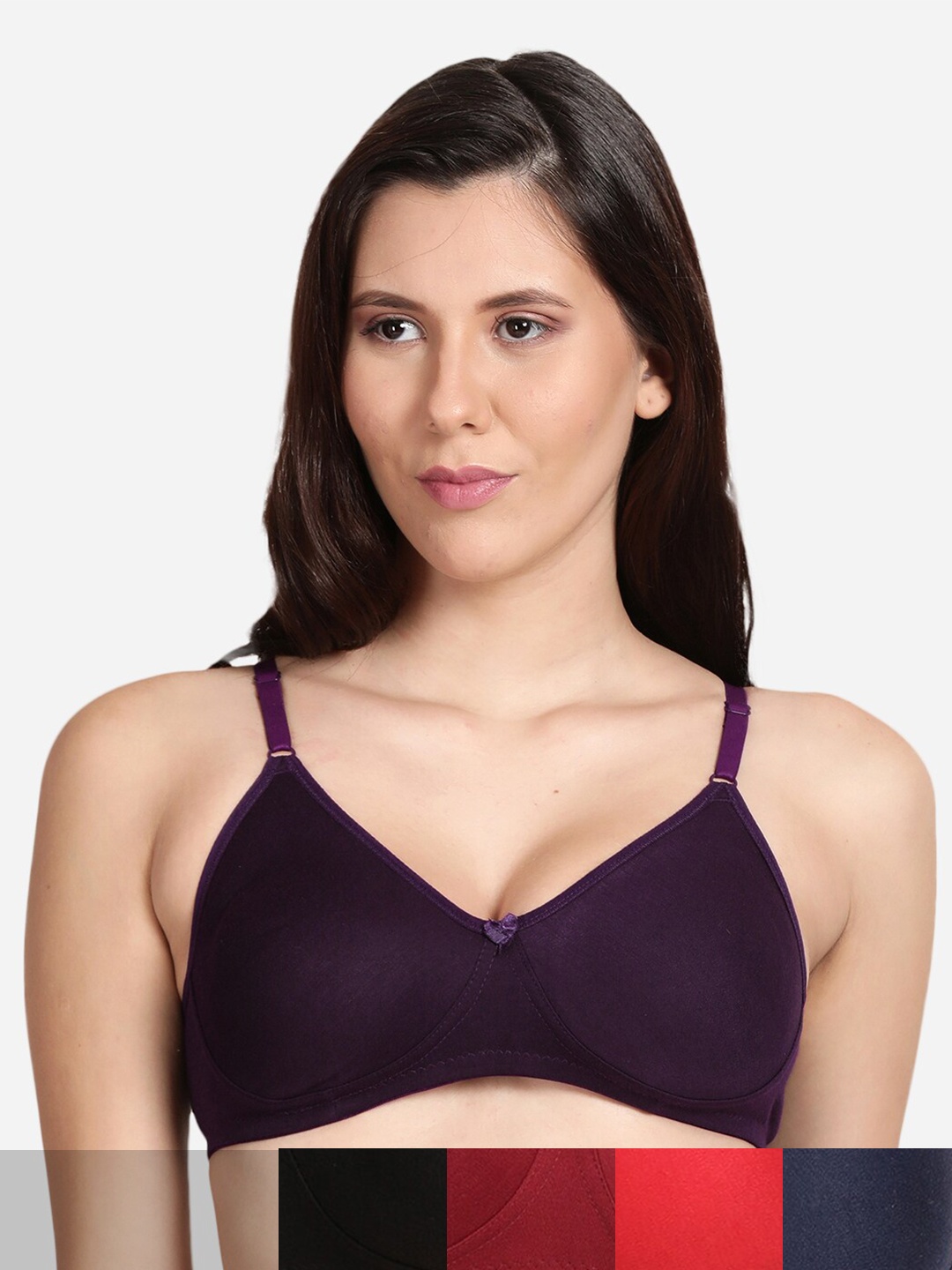 

shyaway Pack of 5 Seamless Non-Padded Cotton Bra shyl-P5-00909-32B, Black