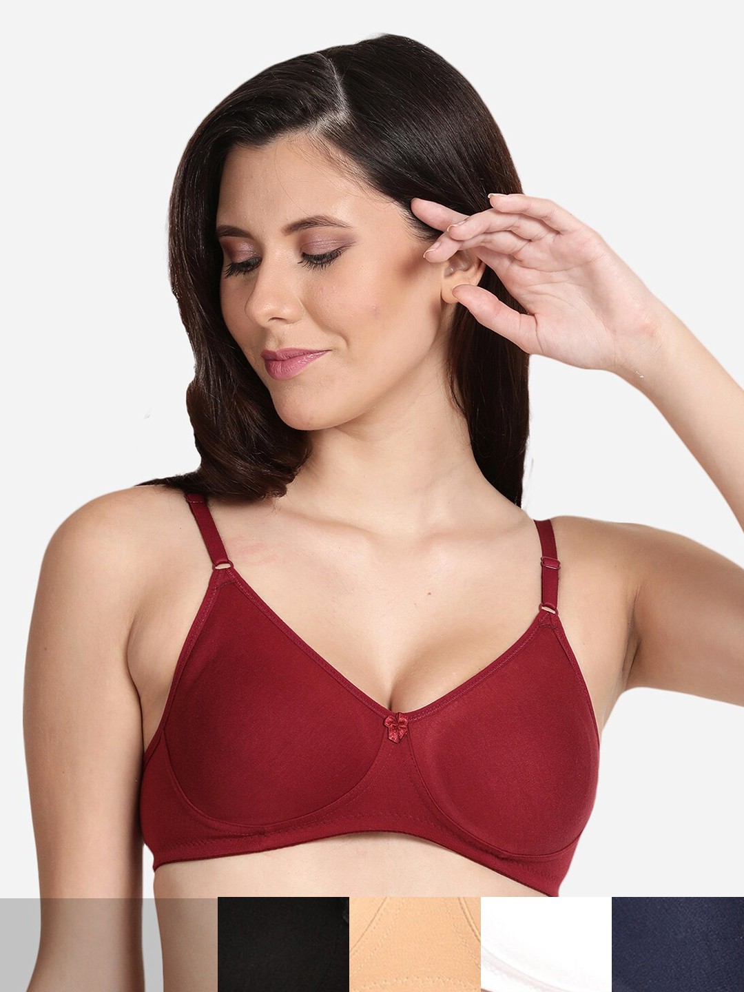 

shyaway Pack of 5 Non-Padded Seamless Cotton Bra shyl-P5-00895-32B, Black