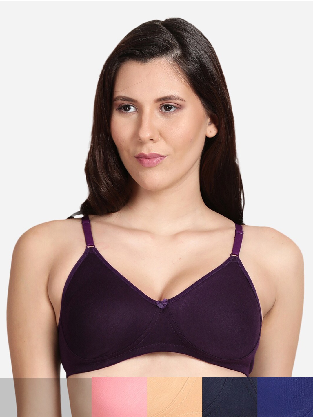 

shyaway Pack of 5 Non-Padded Seamless Cotton Bra shyl-P5-00938-32B, Pink