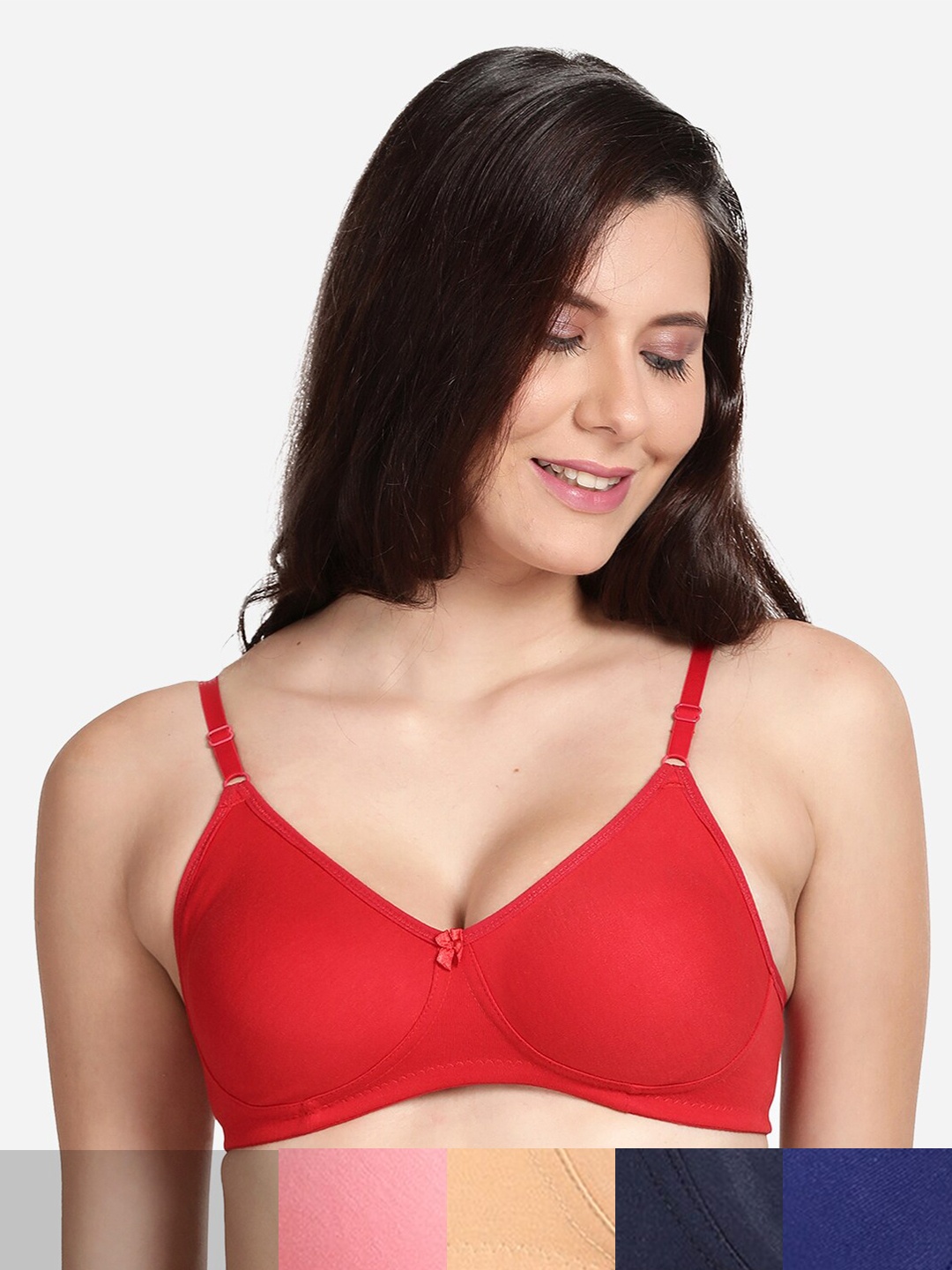 

shyaway Pack of 5 Non-Padded Seamless Cotton Bra shyl-P5-00941-32B, Pink