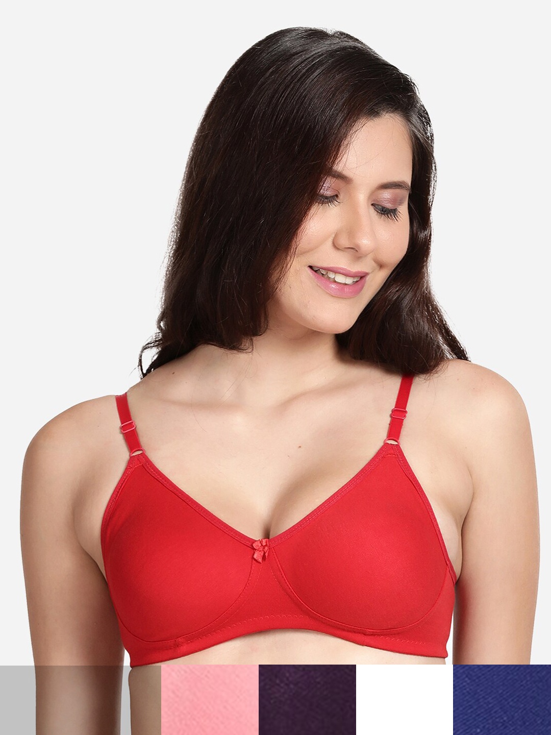 

shyaway Pack of 5 Non-Padded Seamless Cotton Bra shyl-P5-00954-32B, Pink