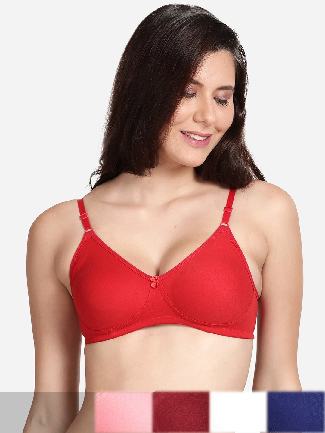

shyaway Pack of 5 Non-Padded Seamless Cotton Bra shyl-P5-00950-32B, Pink