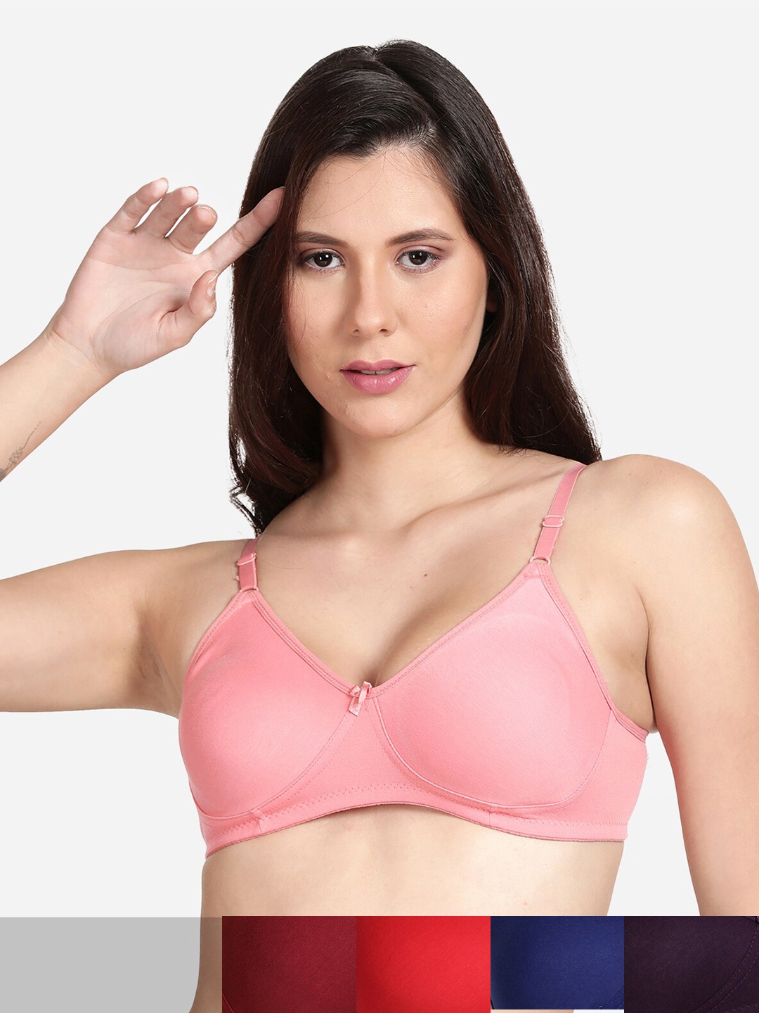 

shyaway Pack Of 5 Cotton Bra, Pink