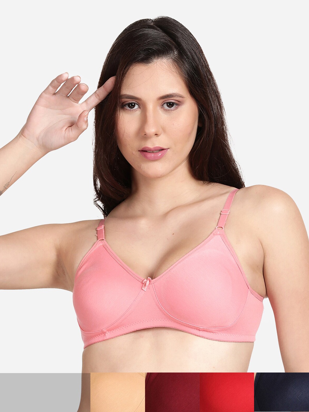 

shyaway Pack Of 5 Cotton Bra, Pink