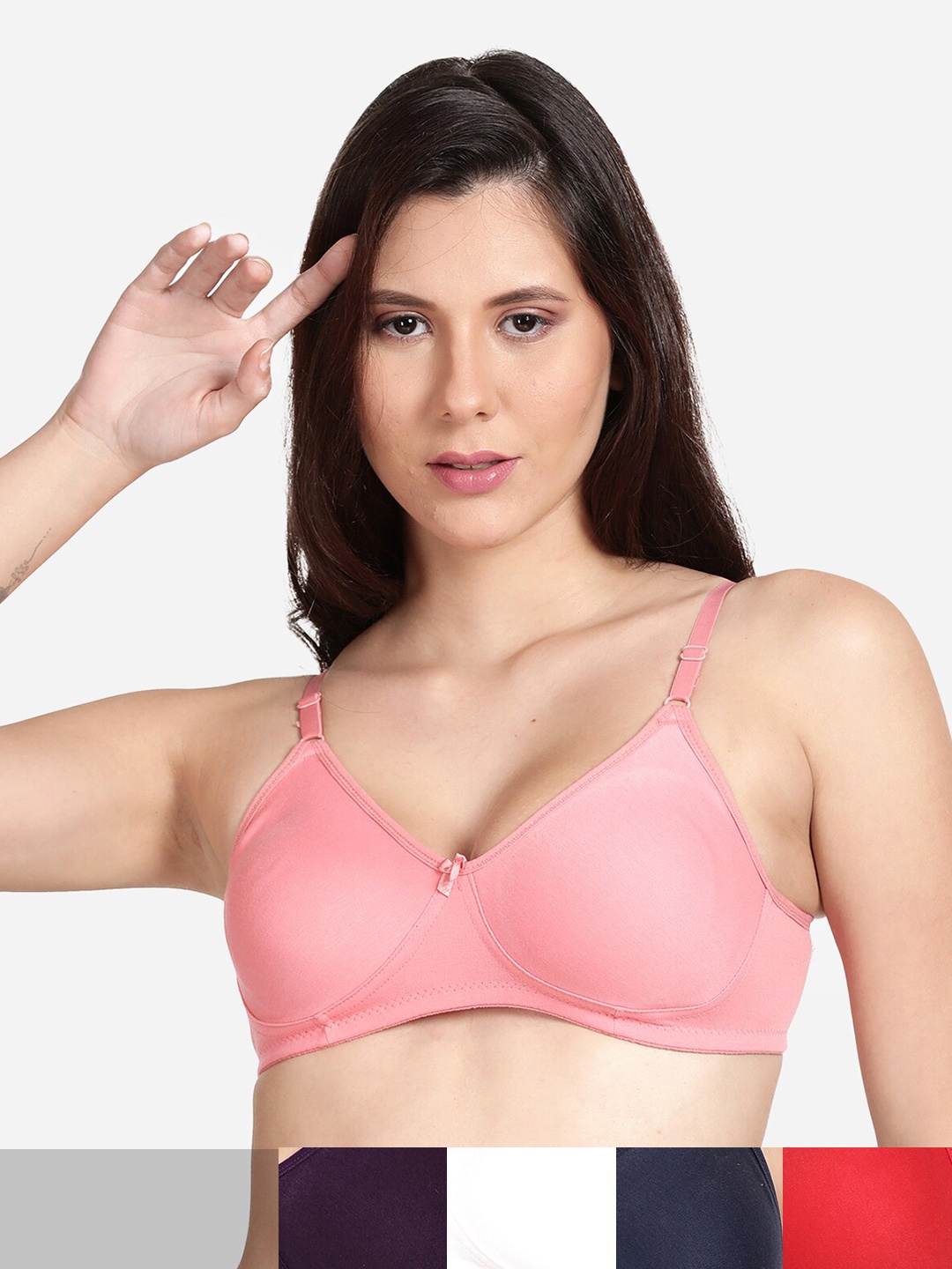 

shyaway Pack Of 5 Cotton Bra, Pink