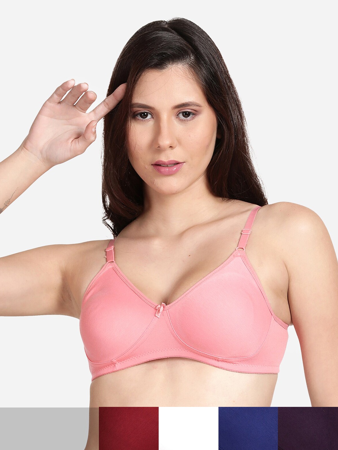 

shyaway Pack Of 5 Cotton Bra, Pink